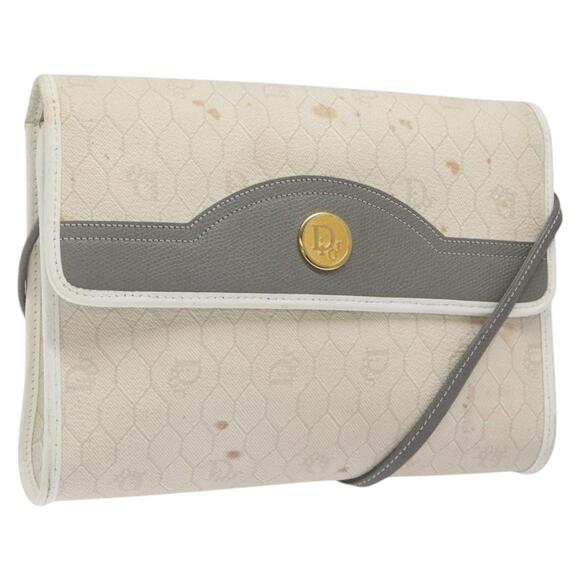 DIOR Honeycomb Canvas Shoulder Bag Pvc White - Picture 1 of 12